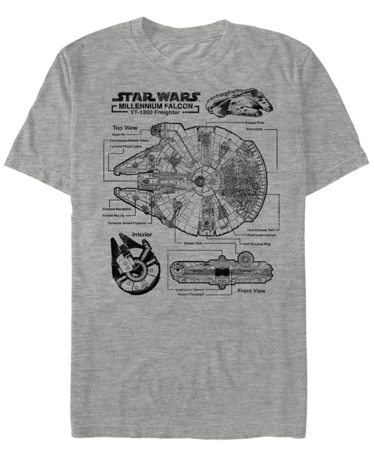 Mens Star Wars Millennium Falcon Schematic Tee Athletic Grey Product Image