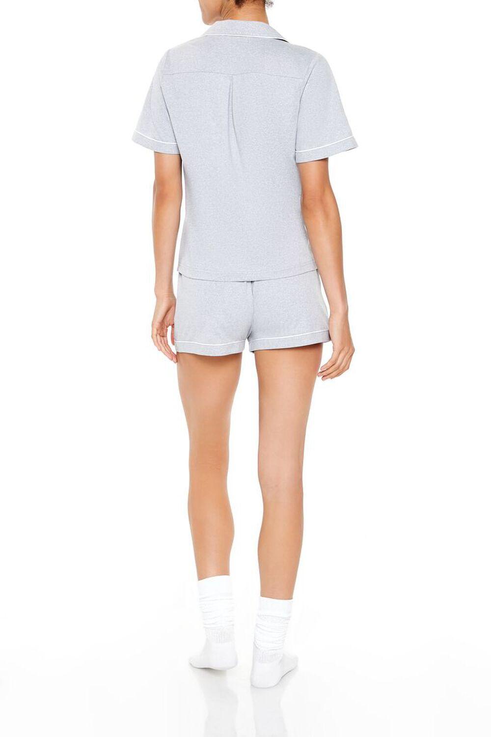 Piped-Trim Shirt & Shorts Pajama Set | Forever 21 Product Image