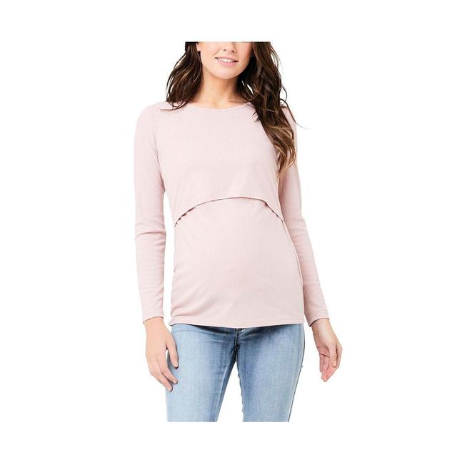 Ripe Maternity Maternity Tessa Long Sleeve Rib Up/Down Nursing Top Dusty Pink Product Image