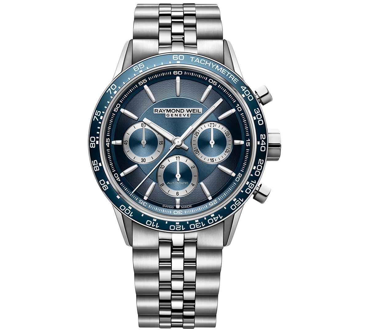 Raymond Weil Mens Swiss Automatic Chronograph Freelancer Stainless Steel Bracelet Watch 44mm Product Image