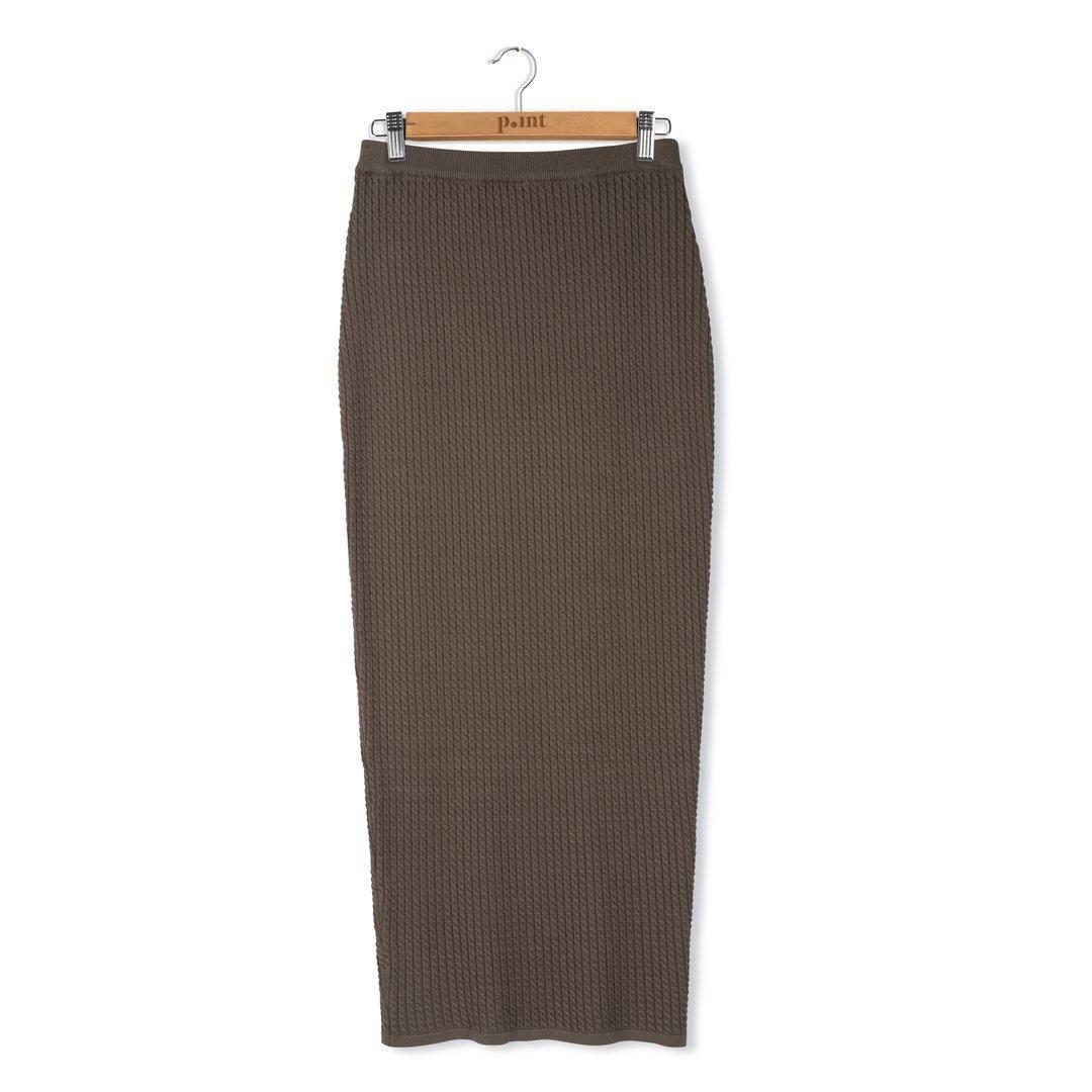 Point Cableknit Straight Maxi Skirt Product Image