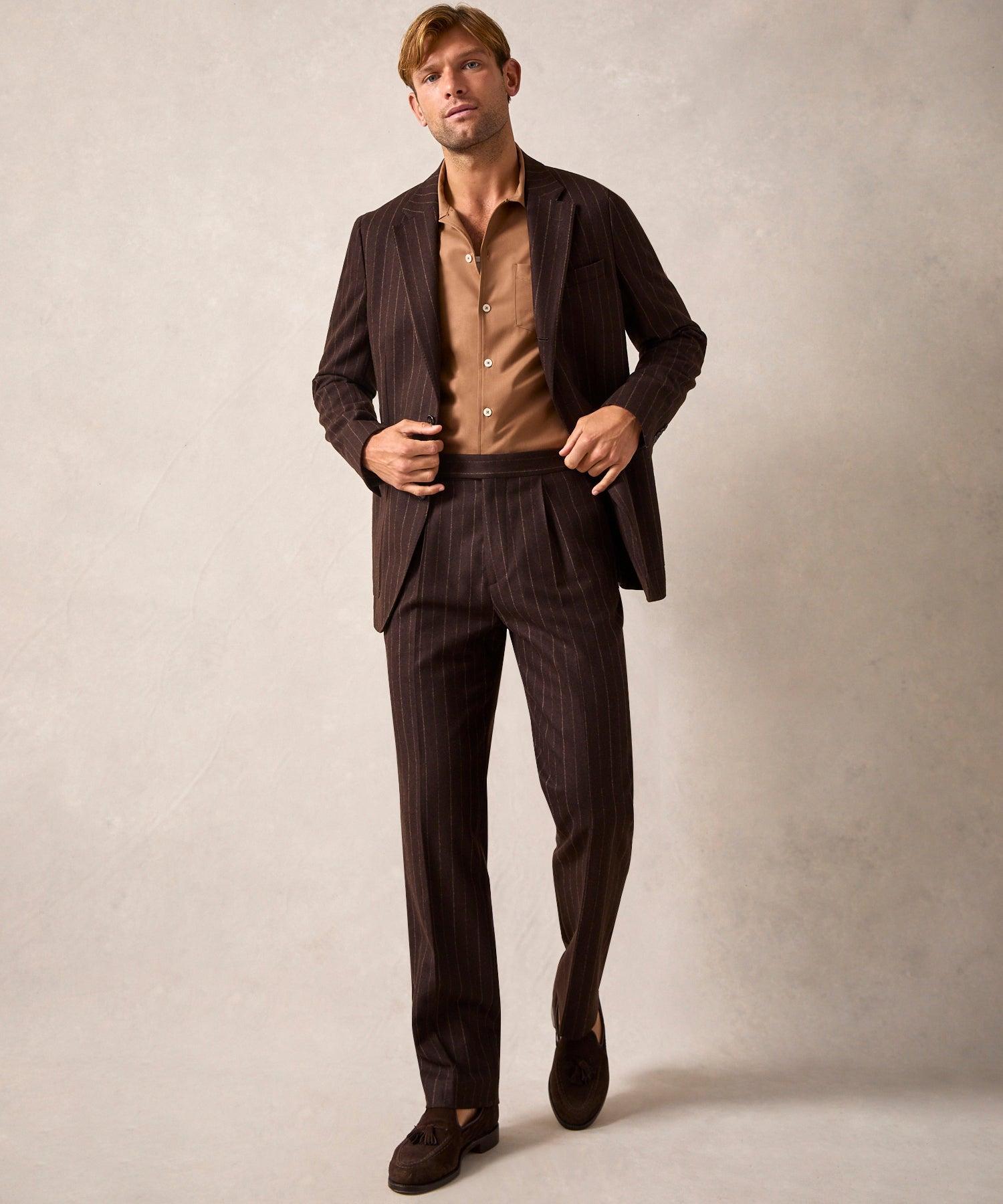 Italian Flannel Madison Jacket in Brown Pinstripe Product Image