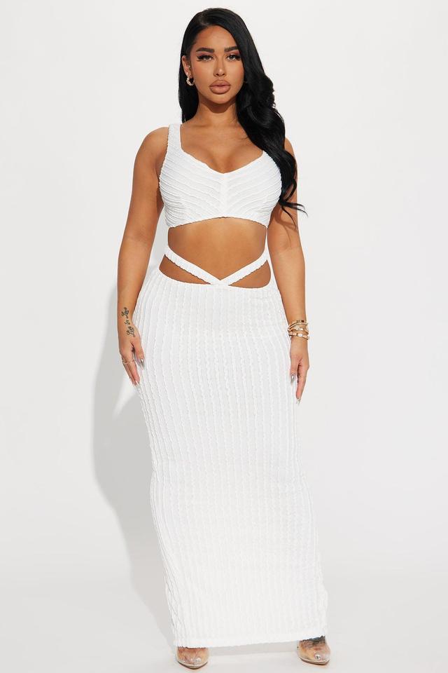 Just Beautiful Textured Skirt Set - Cream Product Image