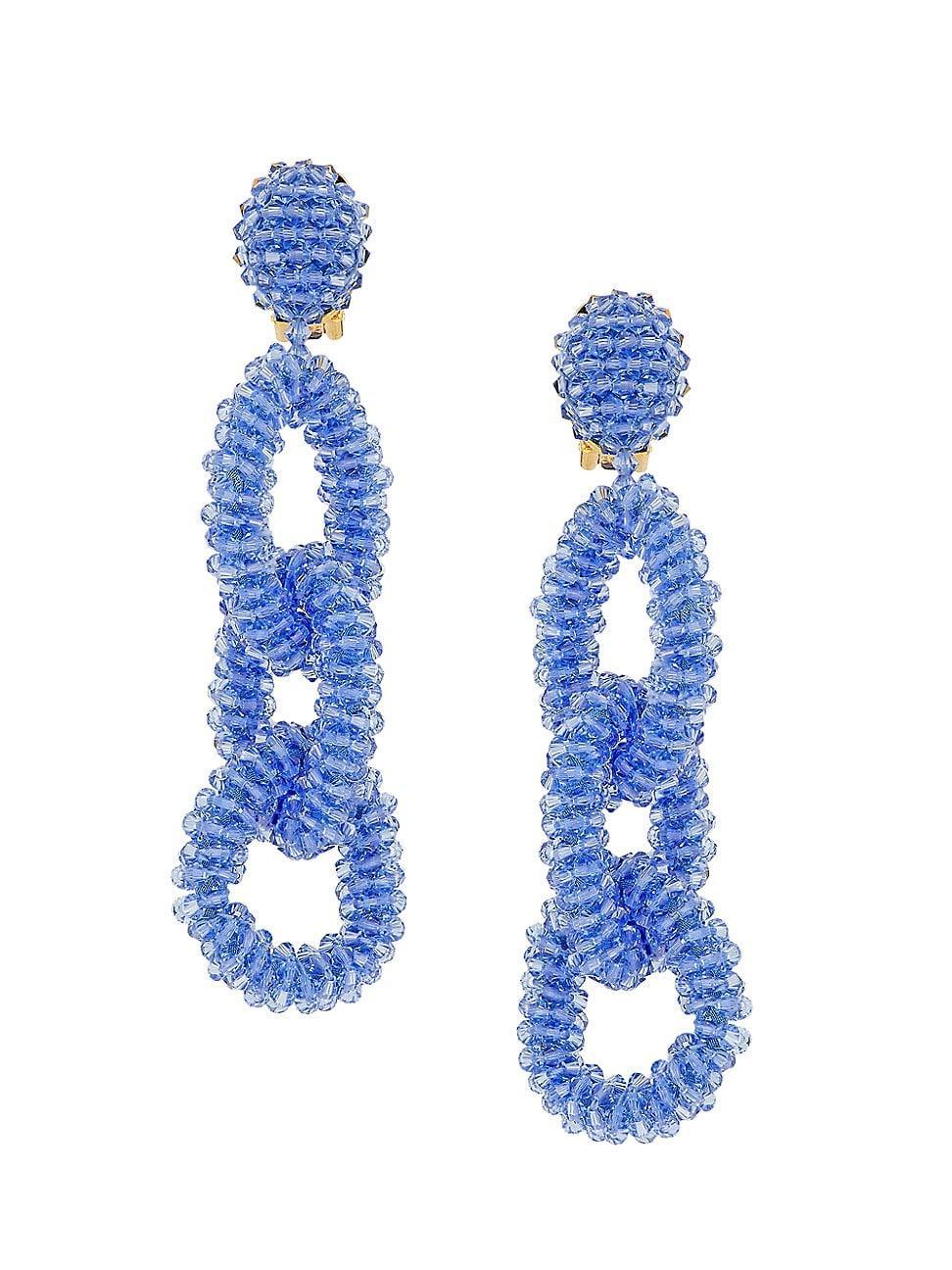 Womens Goldtone & Beaded Clip-On Chain Drop Earrings Product Image