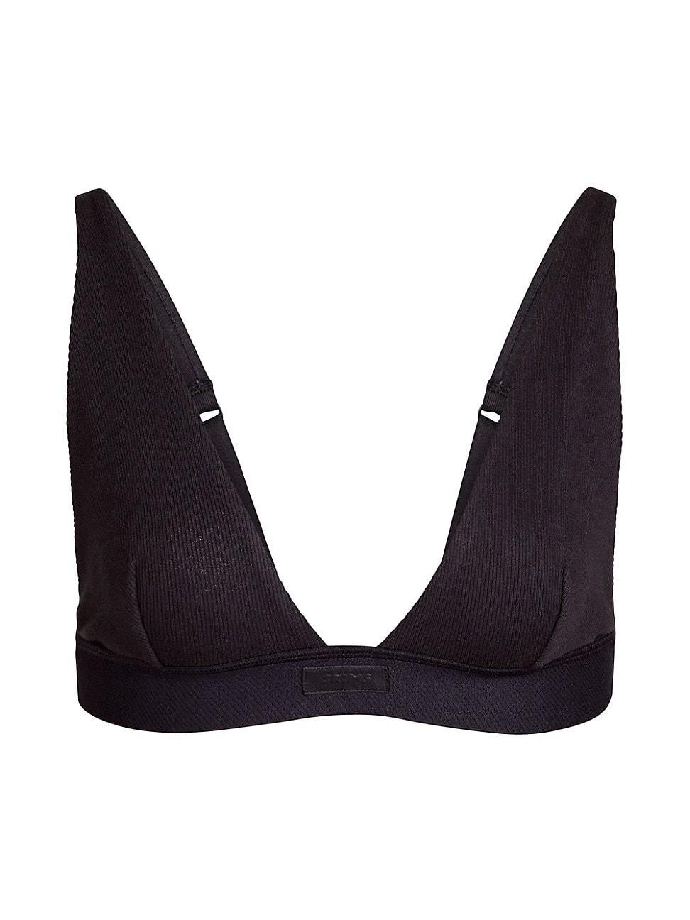 Womens Cotton Rib Plunge Bralette Product Image