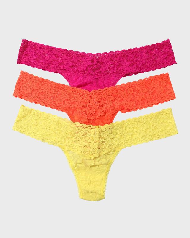 3-Pack Low-Rise Multicolor Lace Thongs Product Image