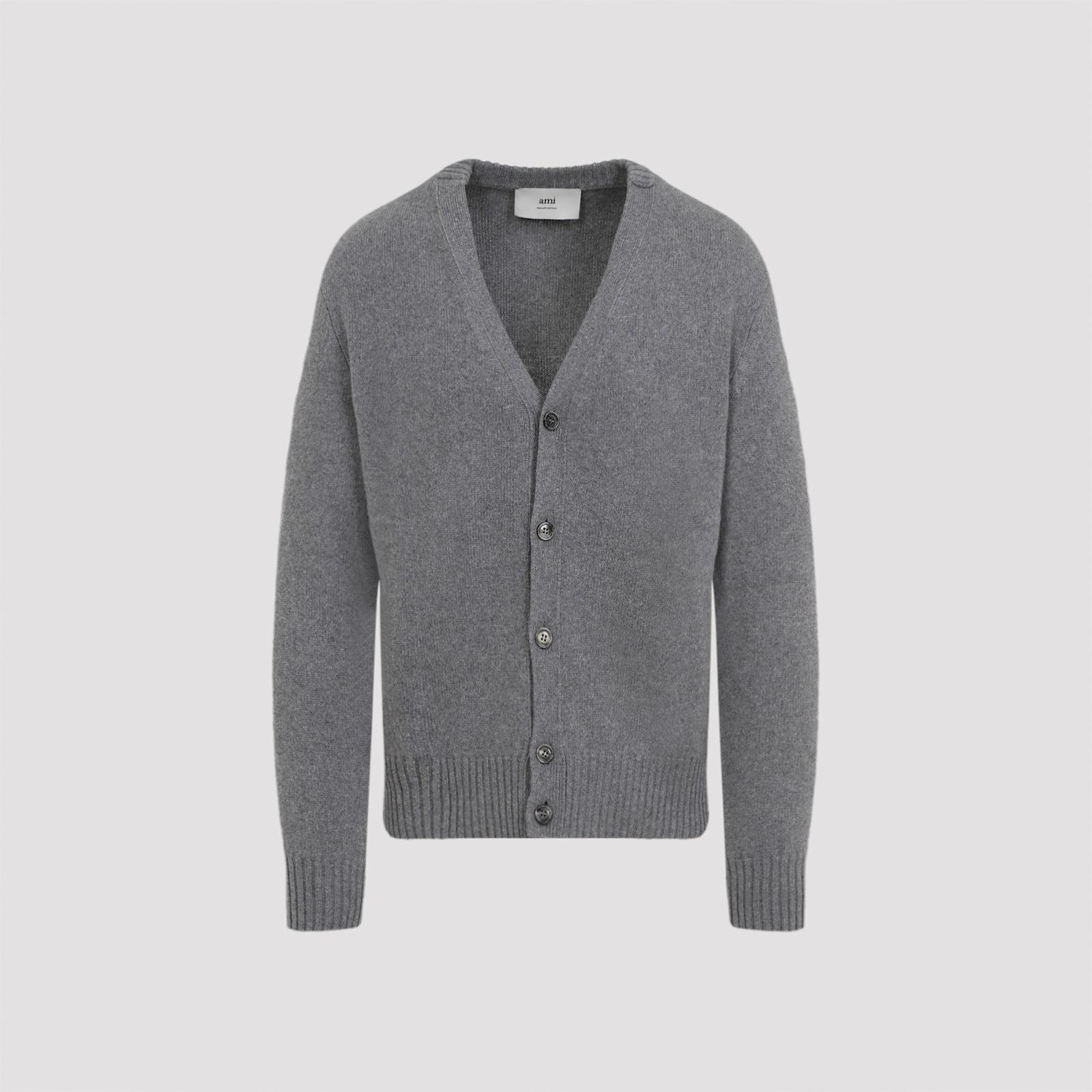 AMI ALEXANDRE MATTIUSSI Ami Paris Wool Cardigan In Grigio Product Image