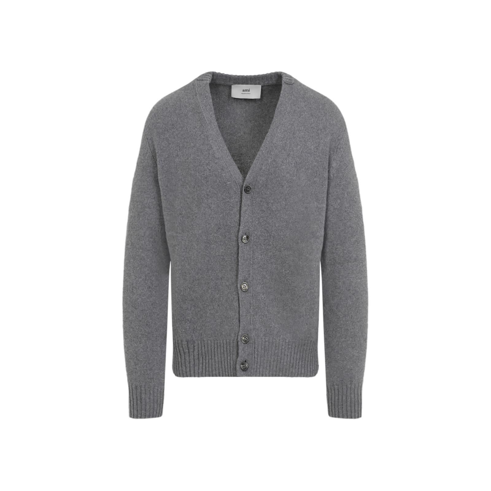 AMI ALEXANDRE MATTIUSSI Ami Paris Wool Cardigan In Grigio Product Image