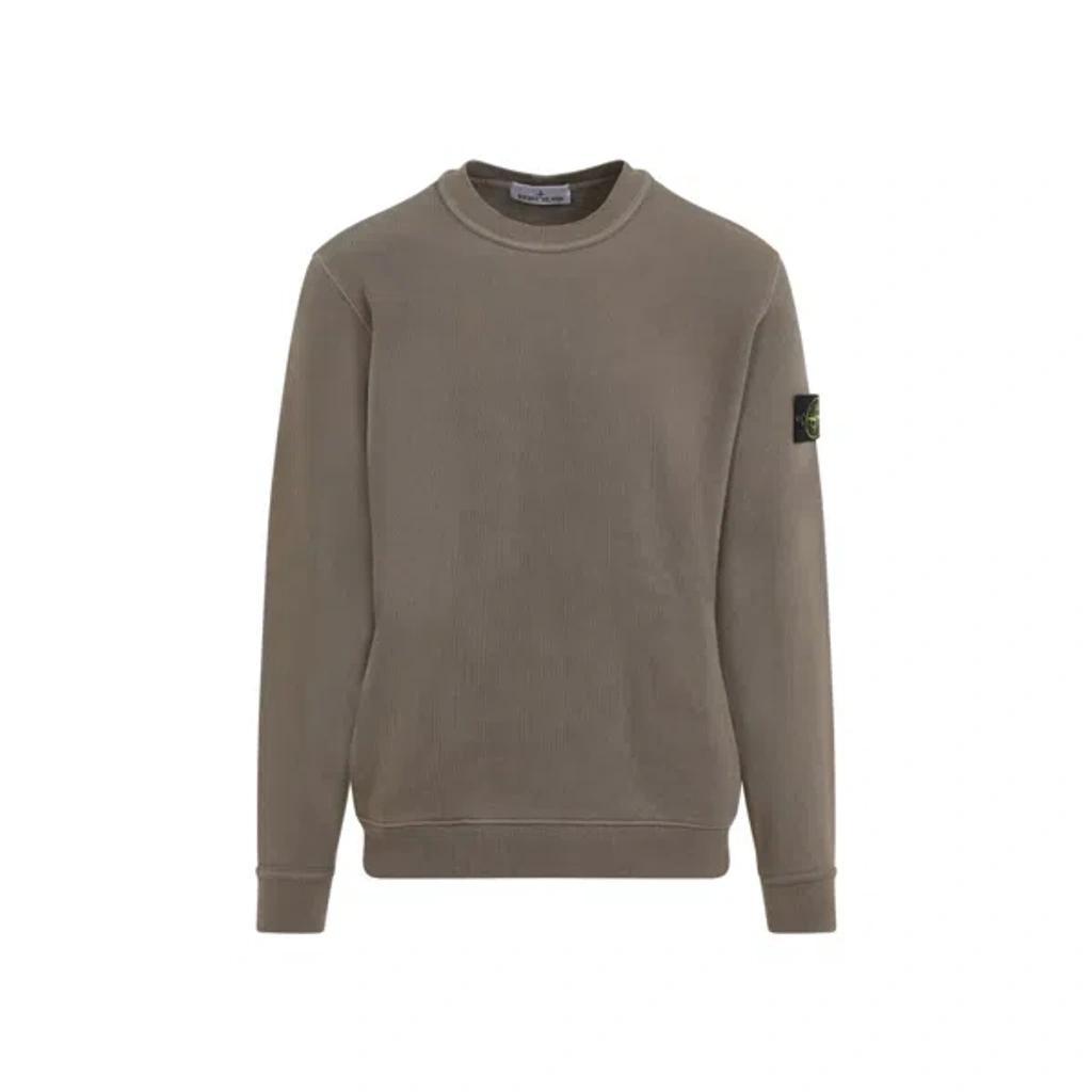 STONE ISLAND Walnut Brown Cotton Sweatshirt Product Image