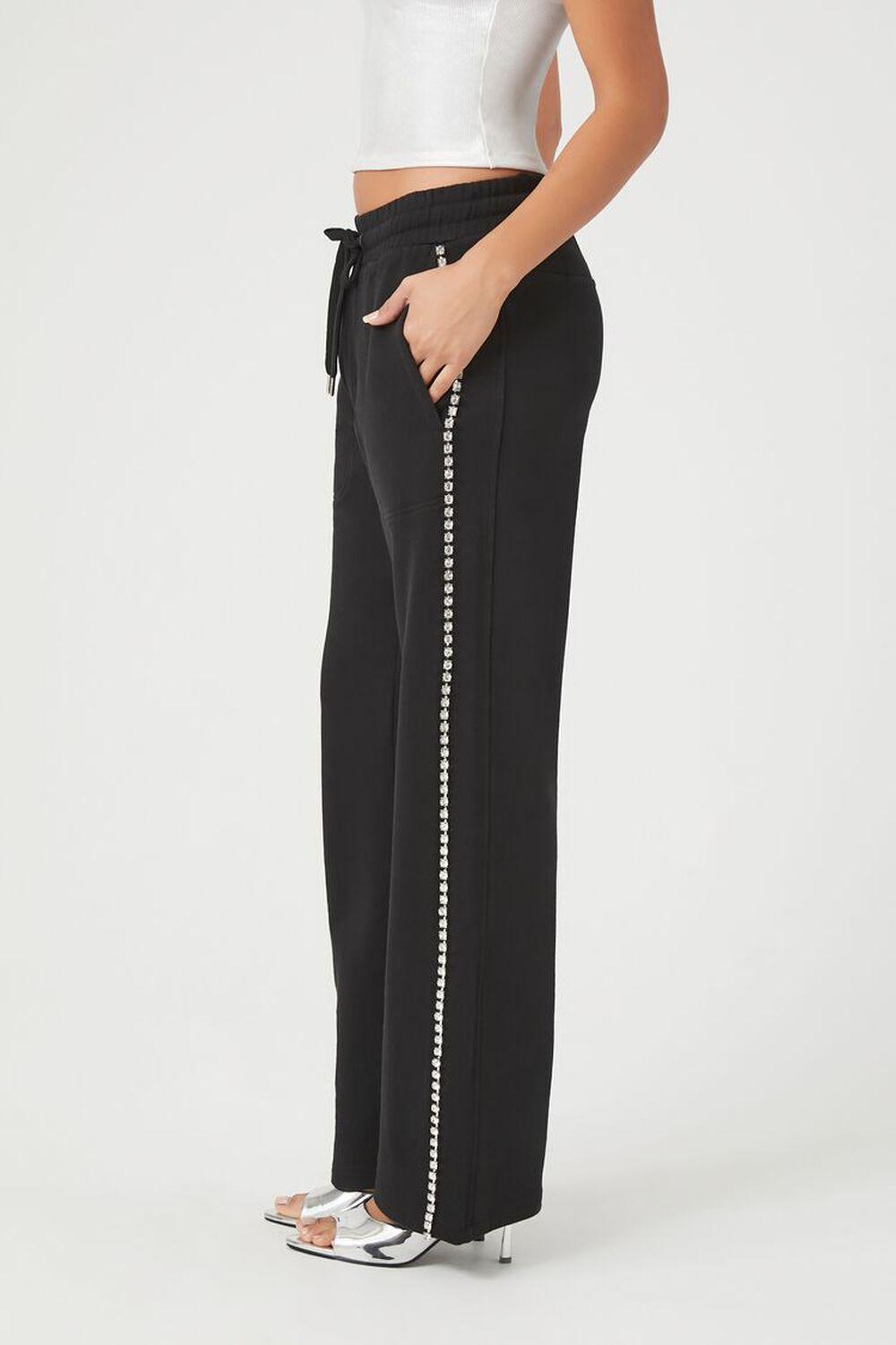 French Terry Rhinestone Wide-Leg Pants | Forever 21 Product Image