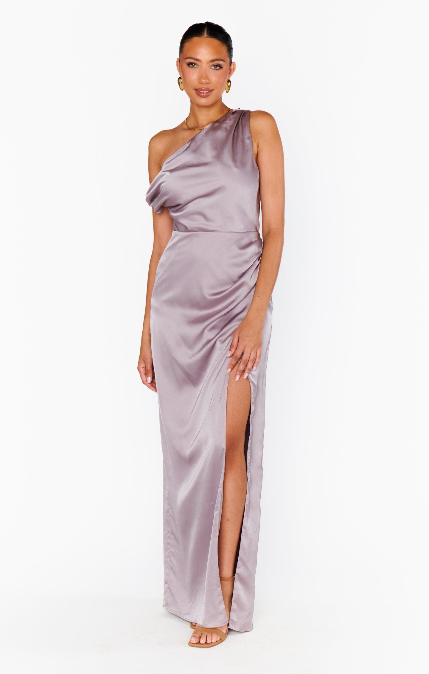 Jodie Dress ~ Dusty Purple Luxe Satin Product Image