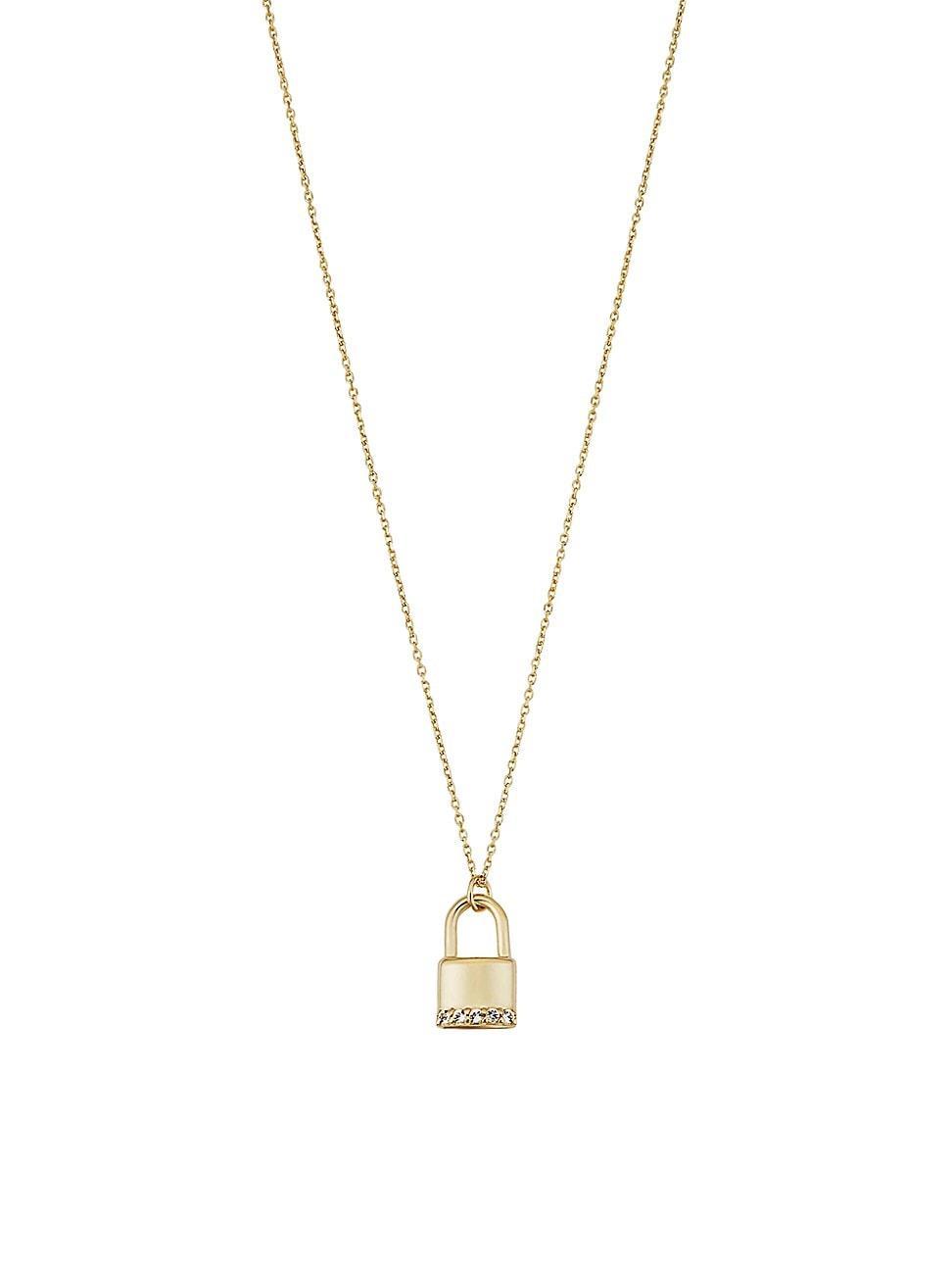 Womens 14K Yellow Gold Lexington Lock Pendant Necklace Product Image