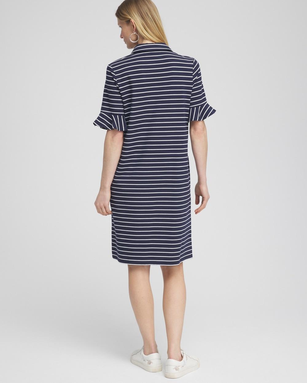 Zenergy® UPF Knit Stripe Ruffle Sleeve Polo Dress Product Image