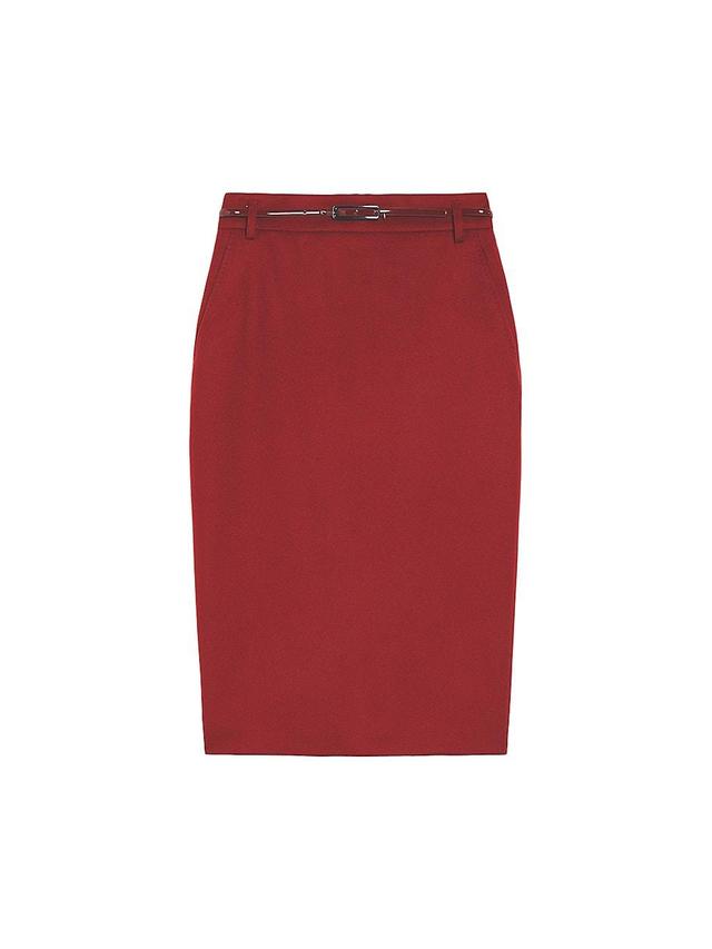 Womens Ginseng Belted Wool Midi-Skirt Product Image