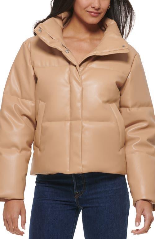 levis Water Resistant Faux Leather Puffer Jacket Product Image