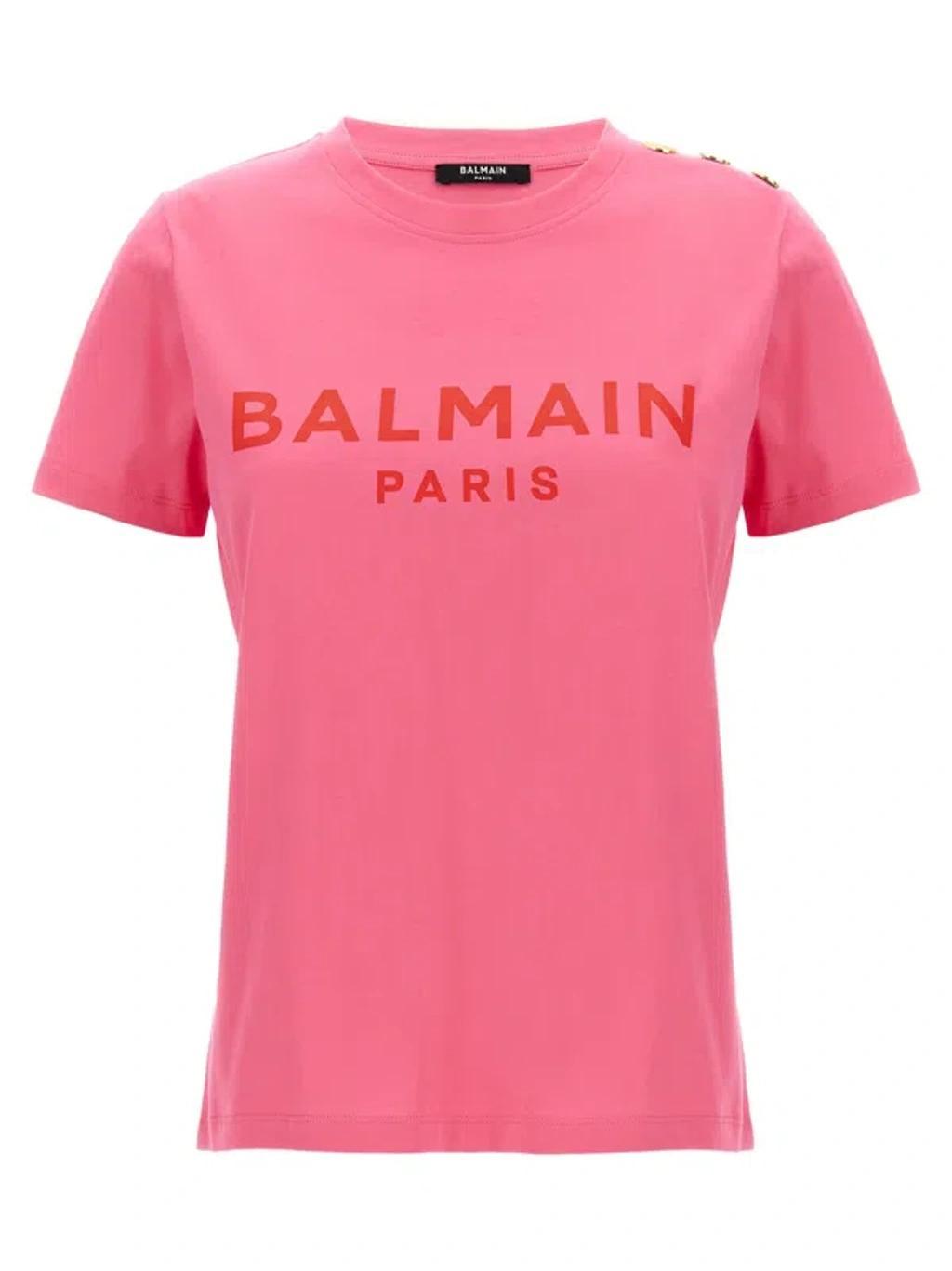 BALMAIN Logo Print T-shirt In Multicolour Product Image