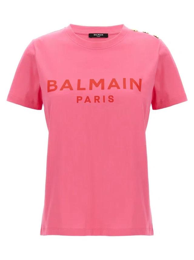 BALMAIN Logo Print T-shirt In Multicolour Product Image