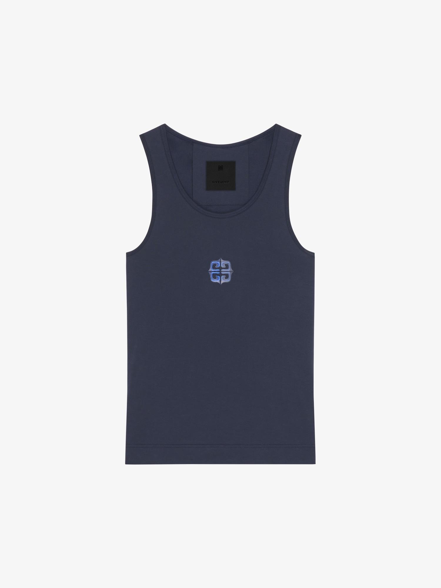 Slim fit tank top in cotton with 4G detail Product Image