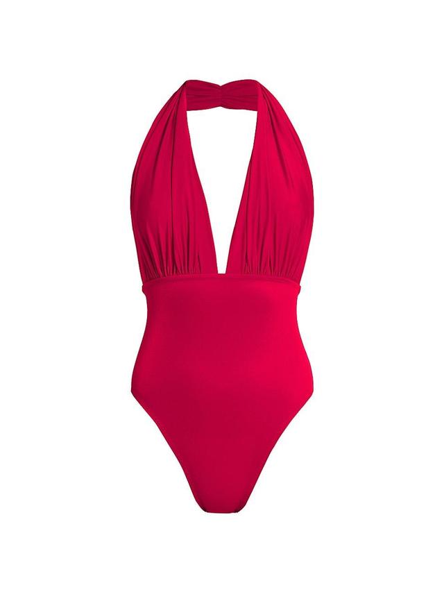 Womens Halterneck Plunge One-Piece Swimsuit Product Image