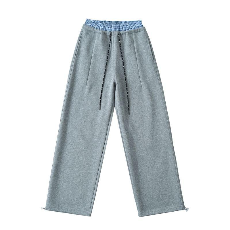 High Rise Plain Wide Leg Sweatpants Product Image