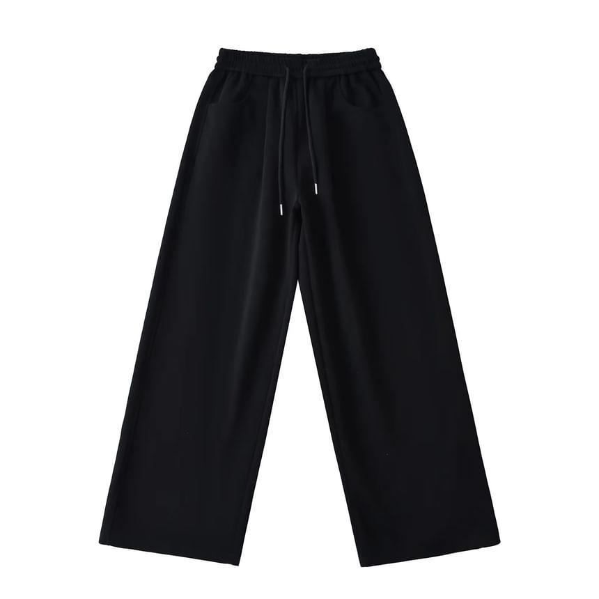 High Rise Plain Wide Leg Sweatpants Product Image