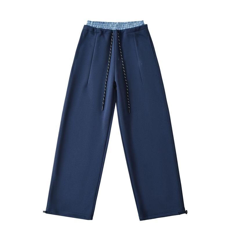 High Rise Plain Wide Leg Sweatpants Product Image