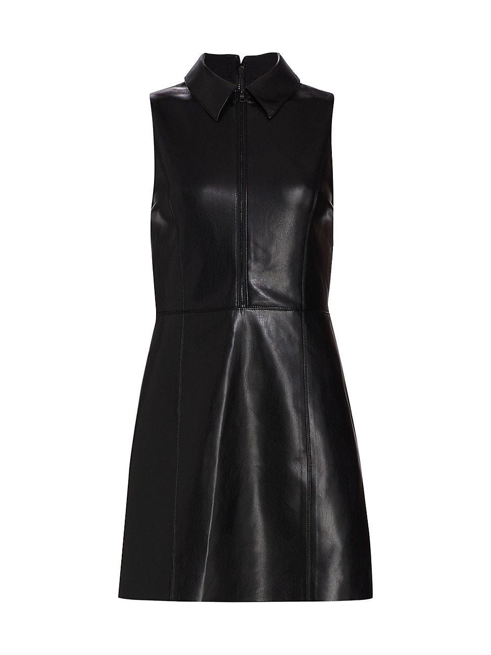 Womens Ellis Zip-Front Vegan Leather Minidress Product Image