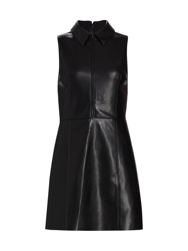 Womens Ellis Zip-Front Vegan Leather Minidress Product Image