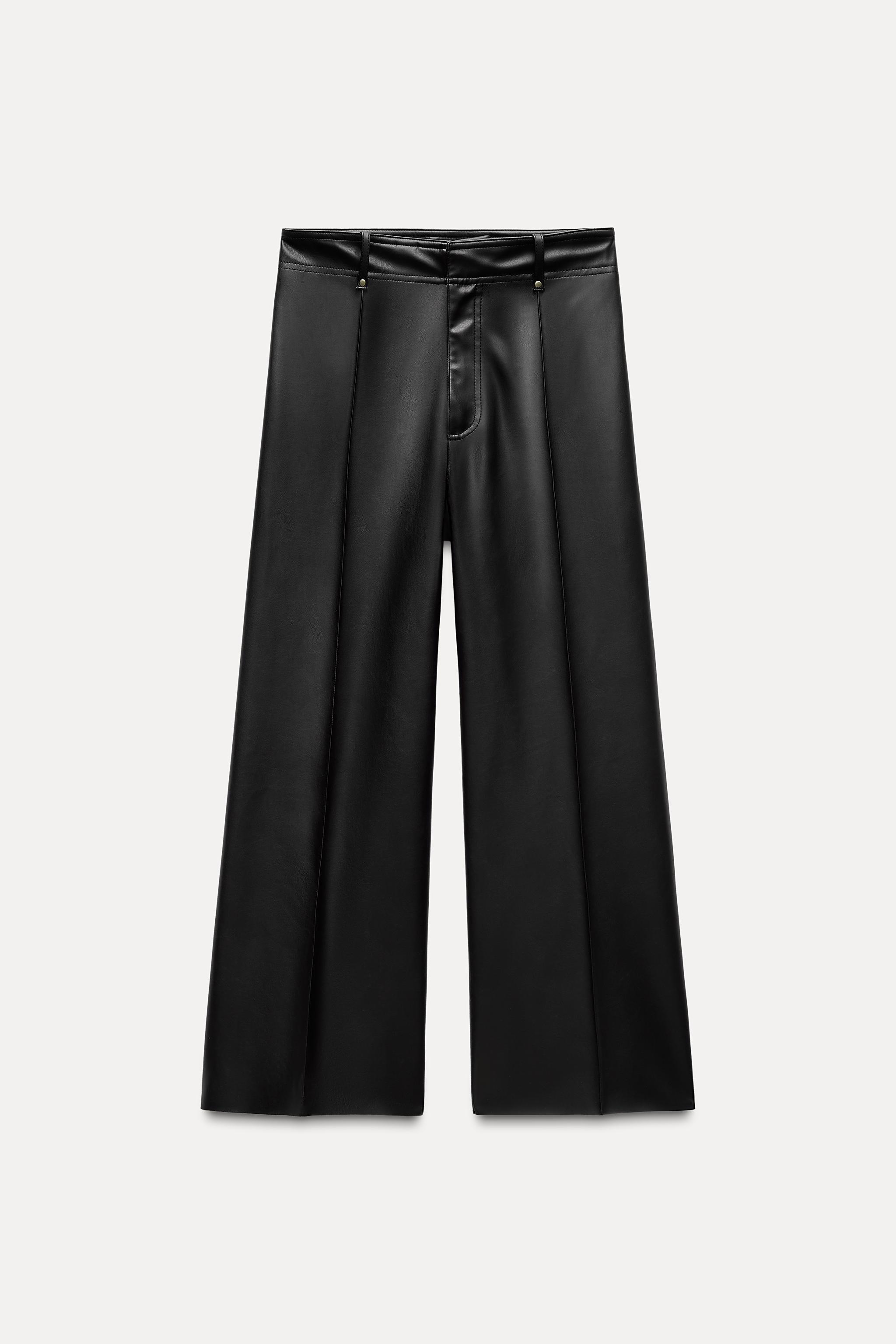 FAUX LEATHER WIDE LEG PANTS ZW COLLECTION Product Image