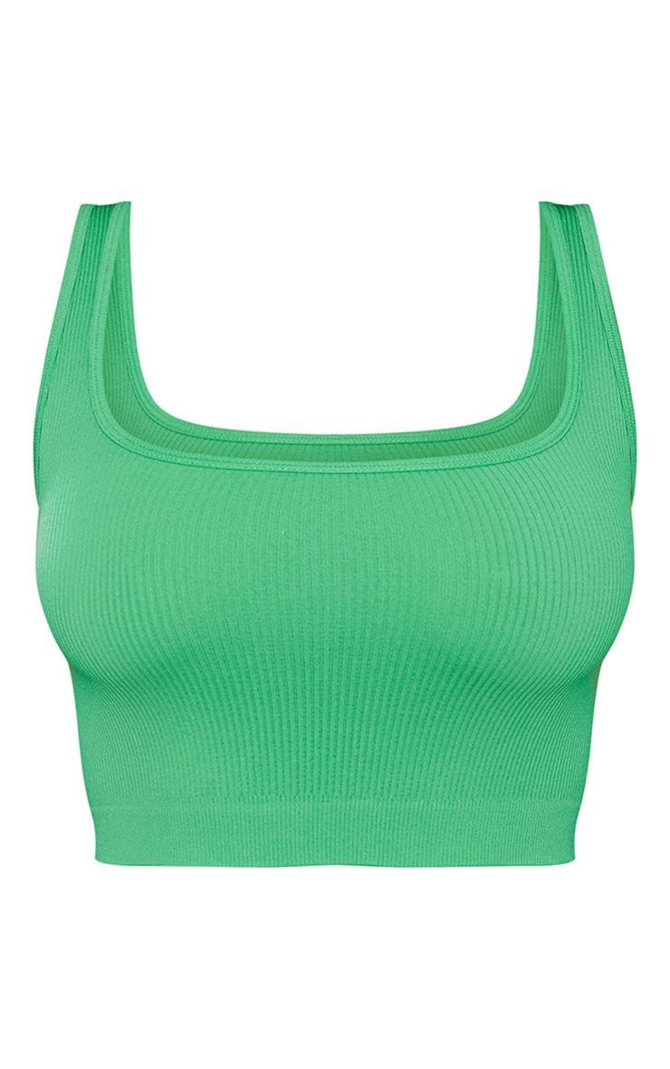 Bright Green Snatched Rib Sleeveless Crop Top Product Image