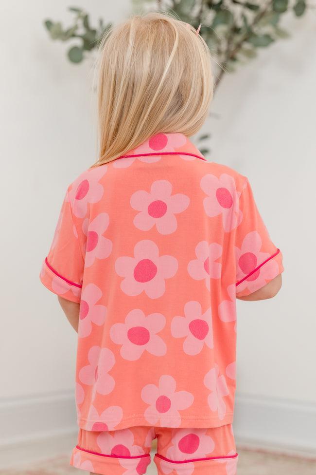 Kid's Good To Get Away Orange and Pink Floral Pajama Set Product Image