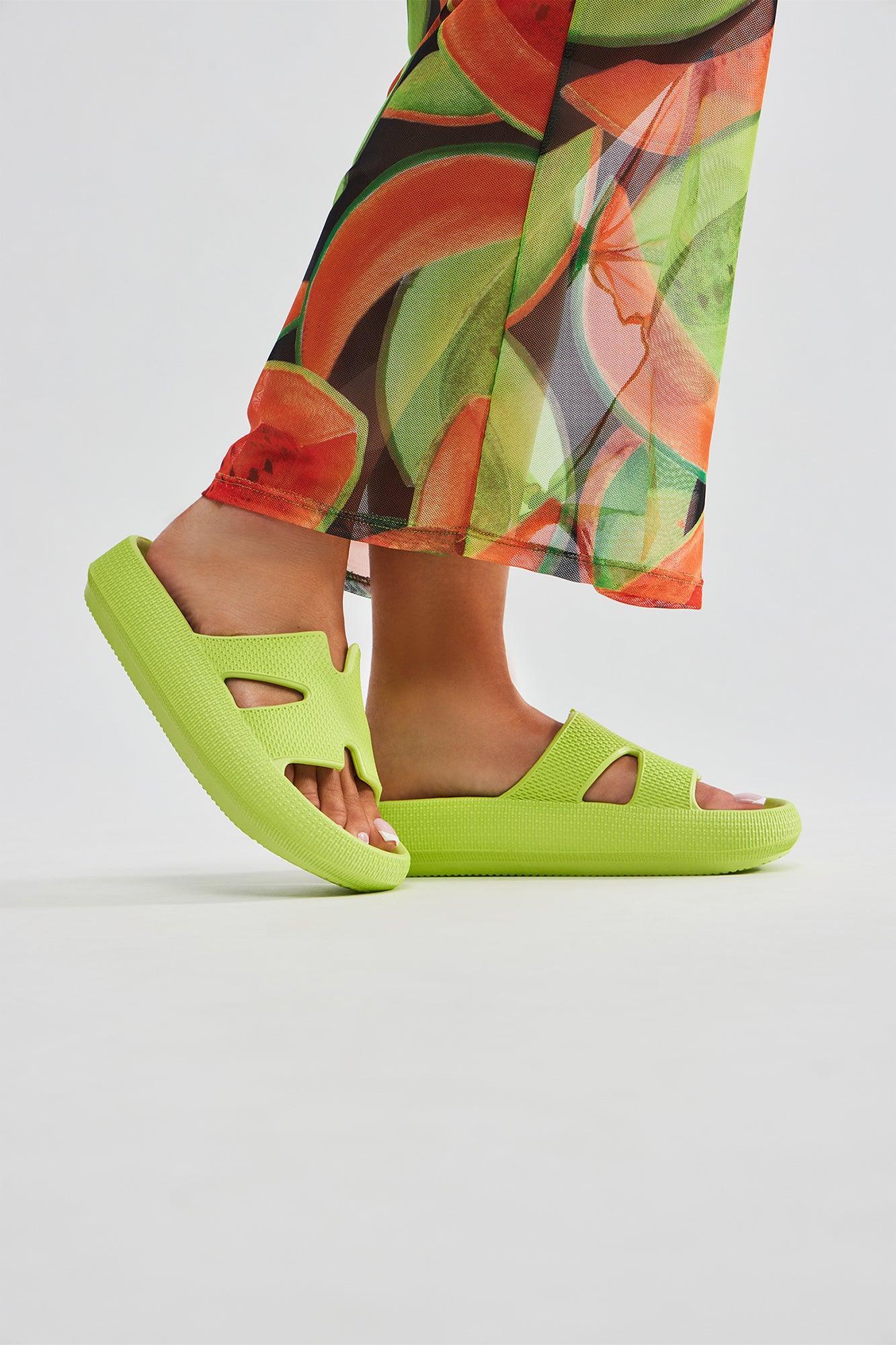 Can You Dig It Casual Slides - Lime Product Image