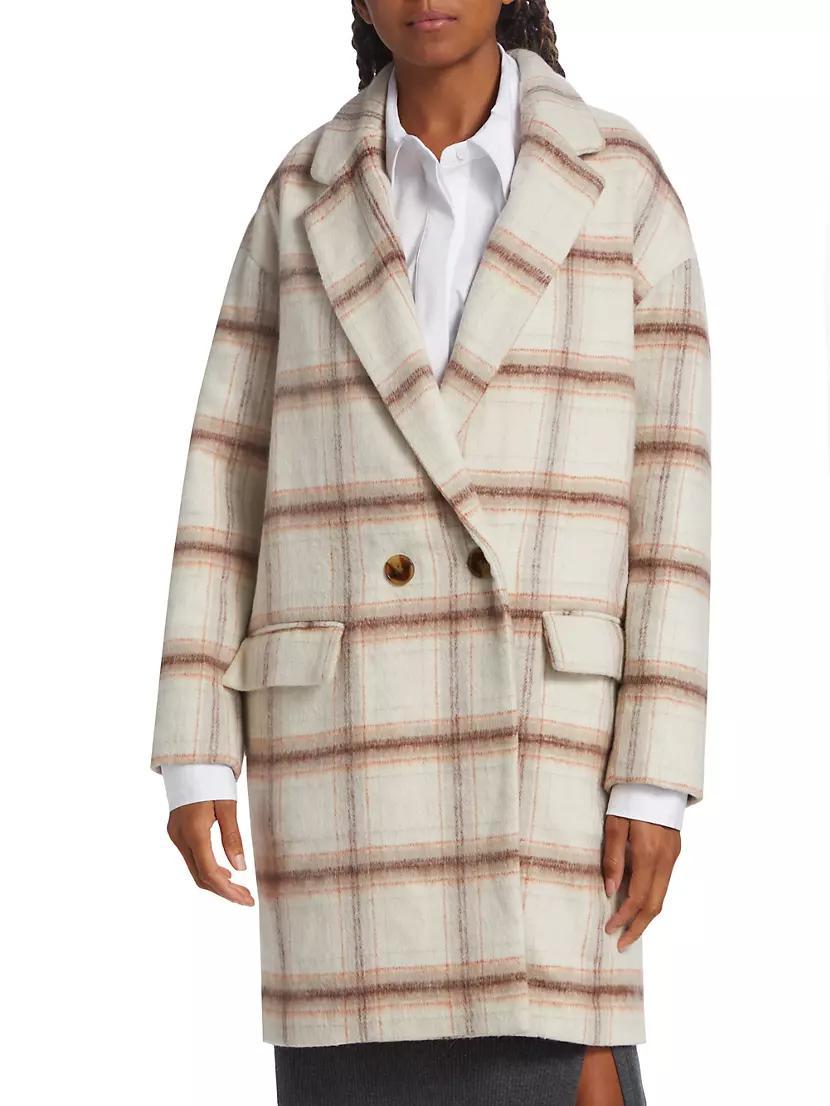 Plaid Wool-Blend Oversized Double-Breasted Coat Product Image