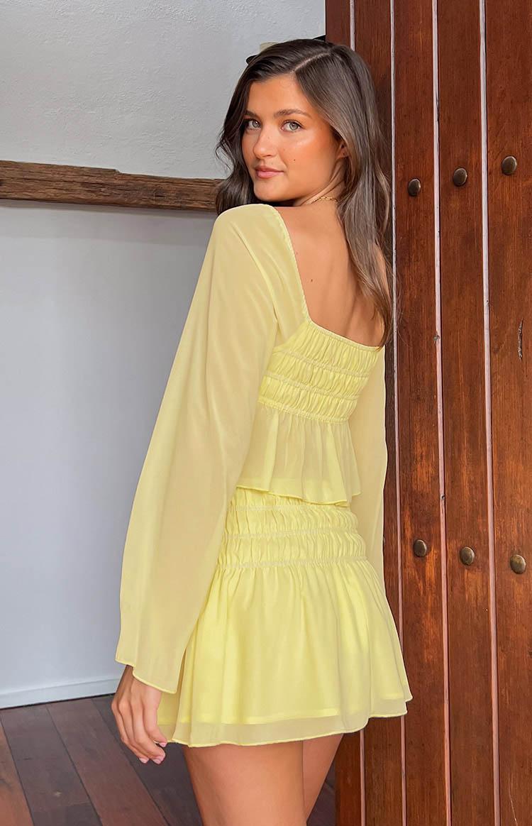 Sean Yellow Chiffon Mini Skirt Product Image