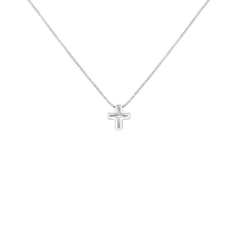 PRIMROSE Sterling Silver Polished Rounded Cross Pendant Necklace, Womens Silver Tone Product Image