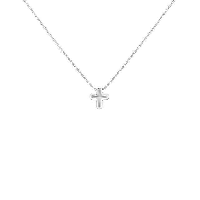 PRIMROSE Sterling Silver Polished Rounded Cross Pendant Necklace, Womens Silver Tone Product Image