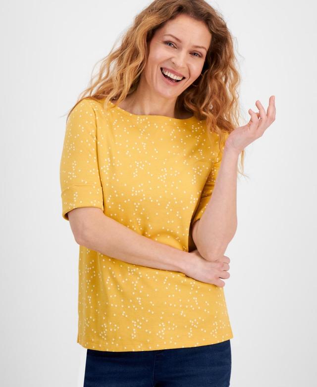 Women's Printed Boat-Neck Elbow-Sleeve Top, Created for Macy's Product Image