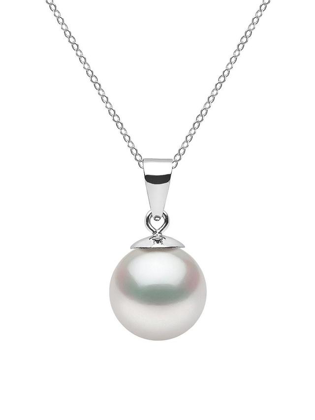 Womens 14K White Gold & 9-10MM White South Sea Pearl Pendant Necklace Product Image