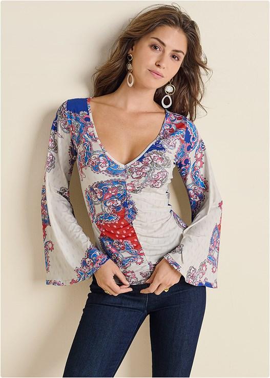 Ruched Printed Top Product Image