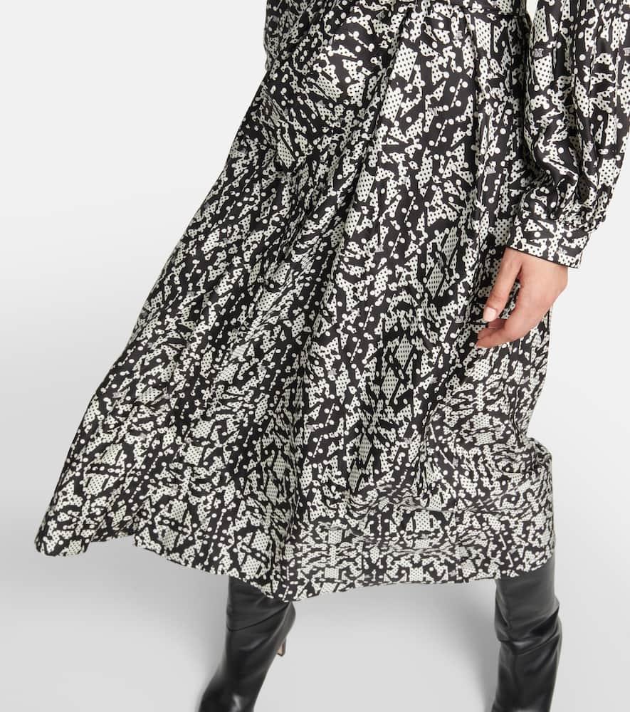 MAX MARA Alpe Printed Silk Midi Dress In Bianco_nero Product Image