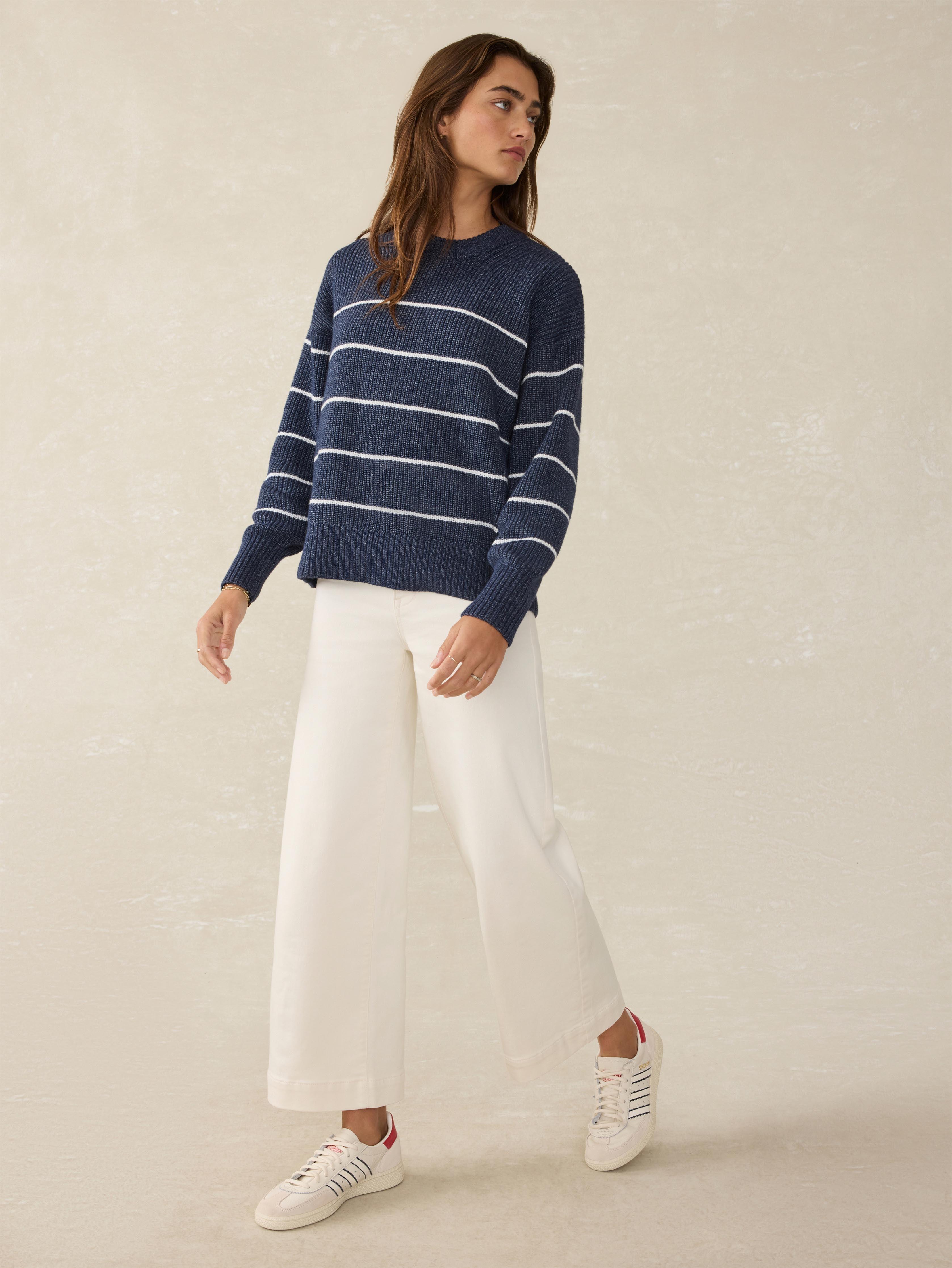 Sunwashed Fisherman Sweater - Water Mill Stripe Product Image