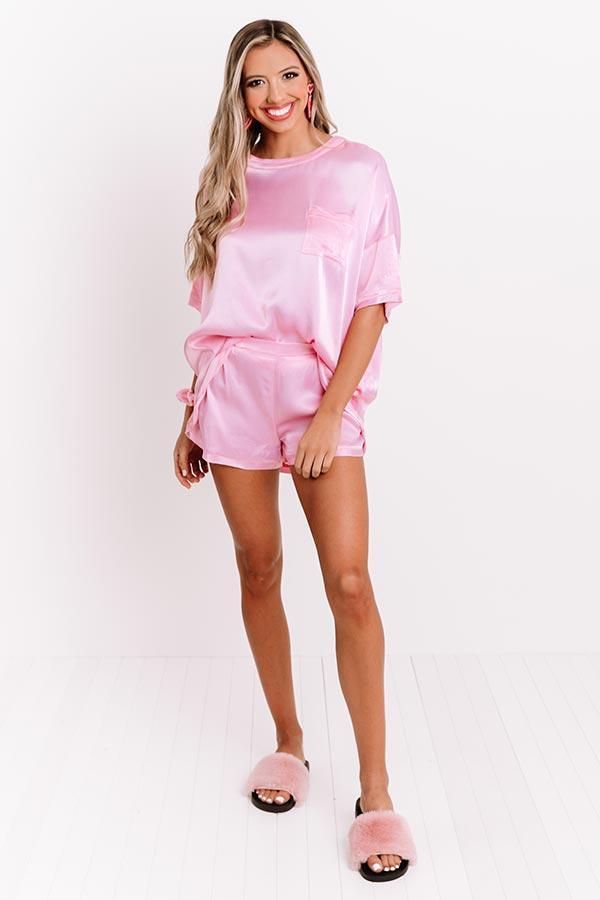 Slip Into Sweetness Satin Shift Top in Pink Product Image