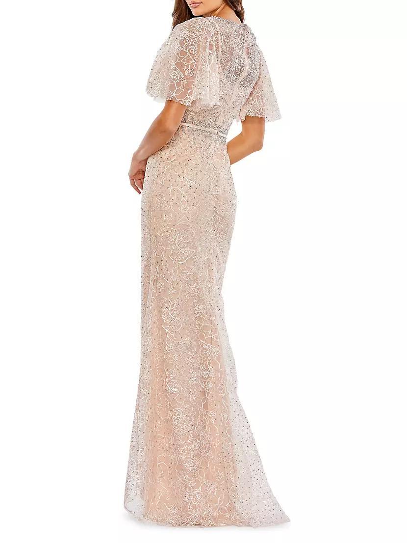 Embellished Butterfly-Sleeve Column Gown product image