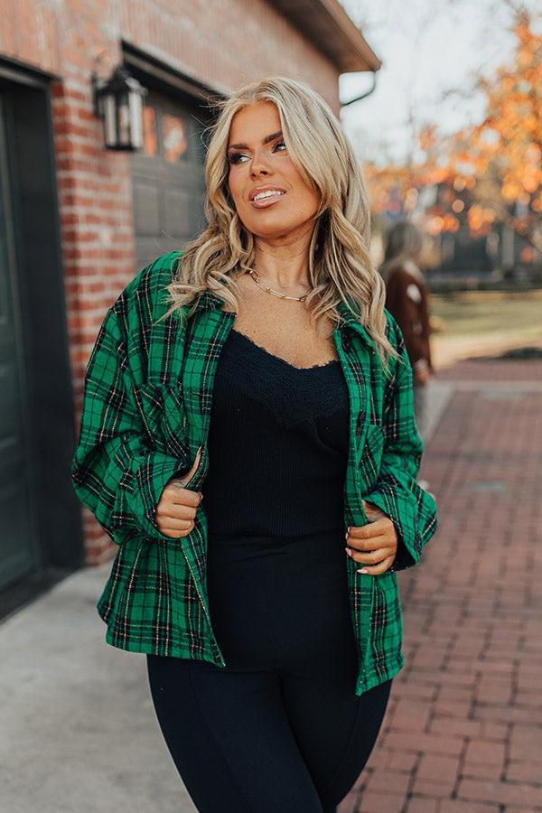 Evergreen State Of Mind Plaid Jacket In Green Curves Product Image