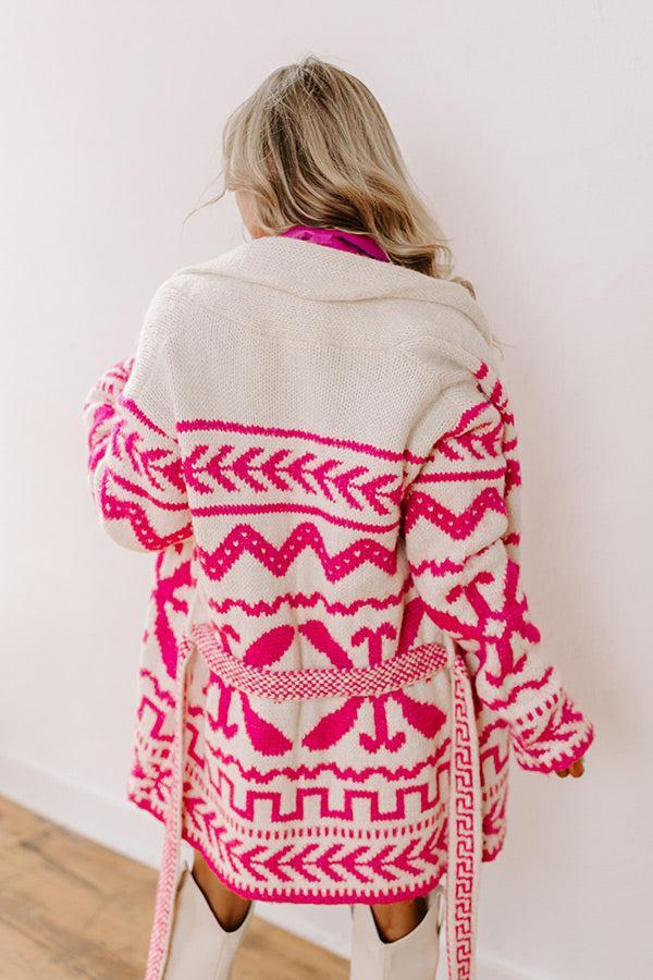 Cabin Cozy Knit Cardigan in Pink Product Image