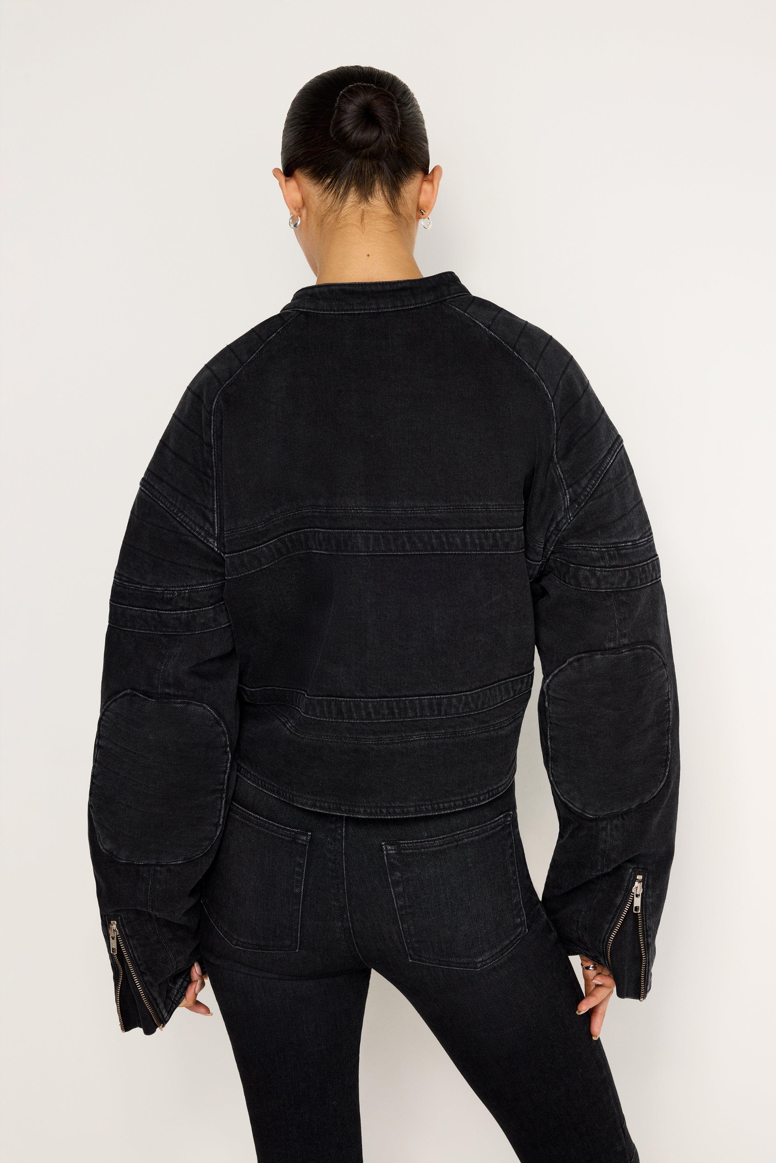 DENIM MOTO JACKET | BLACK351 Product Image