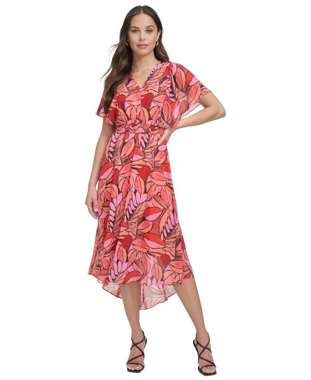 Dkny Womens Printed Batwing-Sleeve Midi Dress Product Image