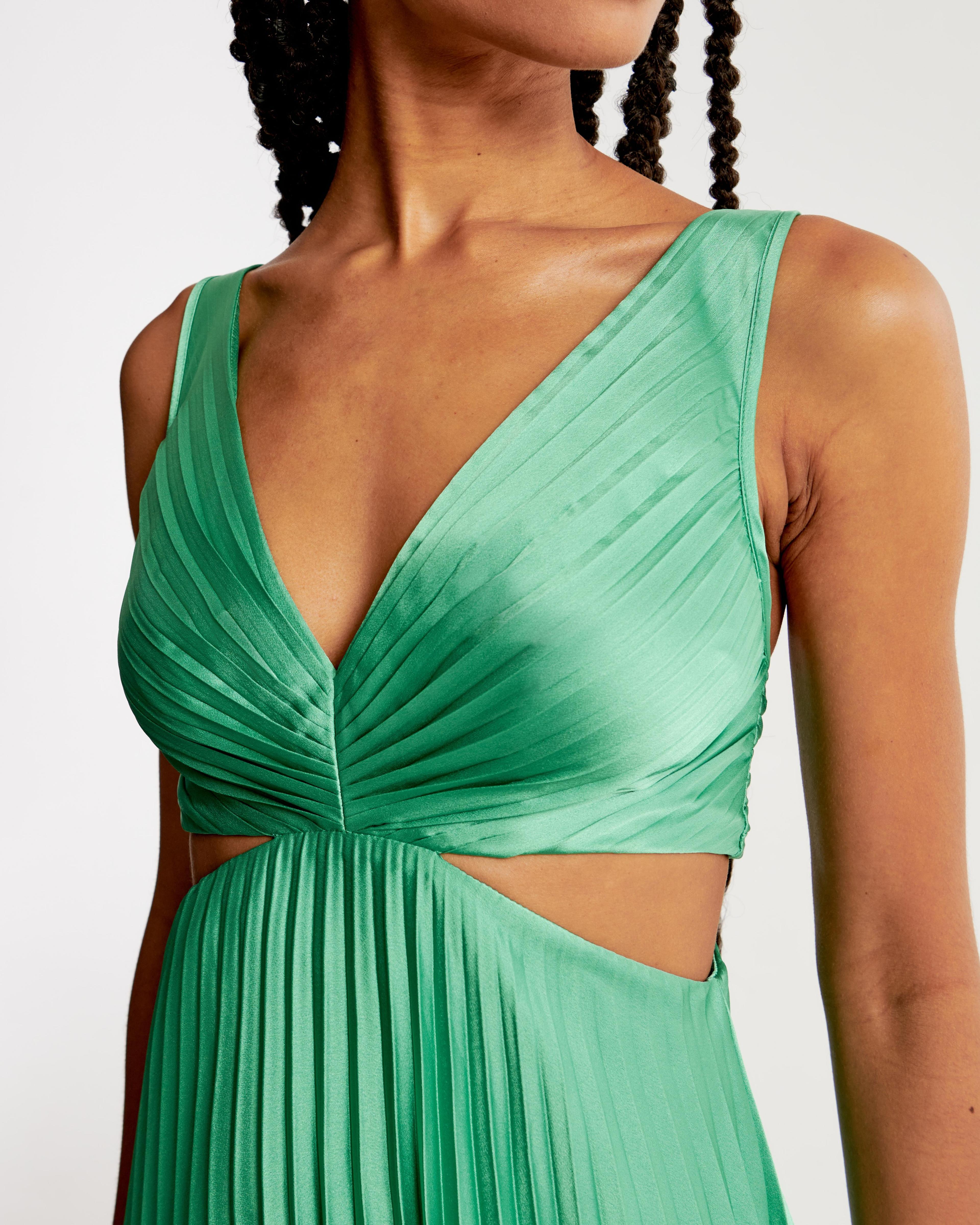 The A&F Giselle Pleated Cutout Maxi Dress Product Image