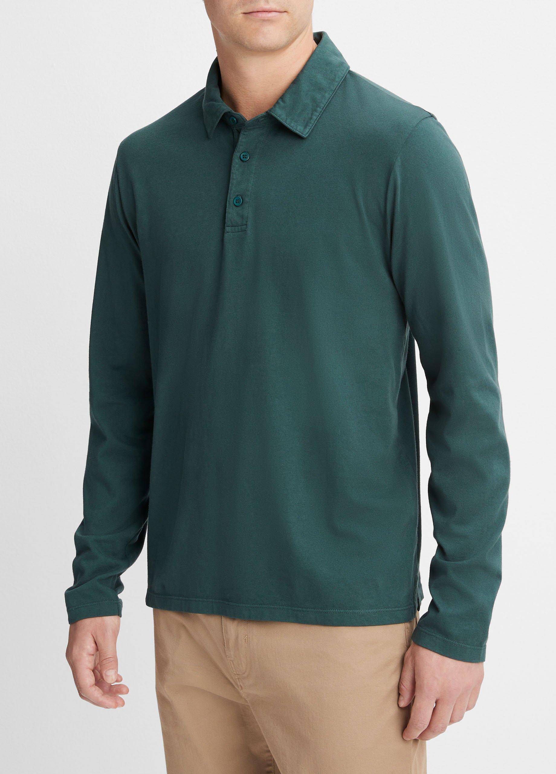 Garment Dye Long-Sleeve Polo Shirt Product Image