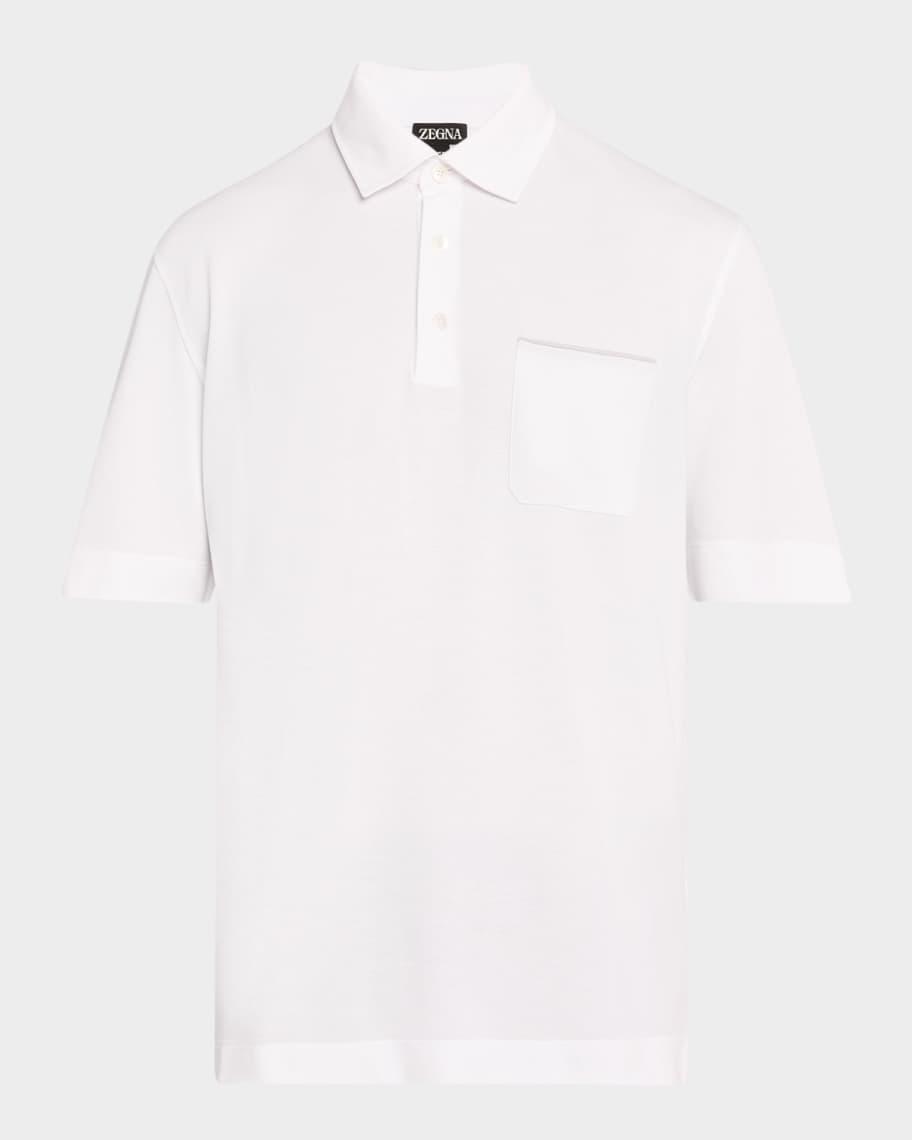 Men's Pique Polo Shirt with Leather-Trim Pocket Product Image